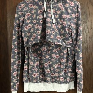 Latched Mama gray floral nursing hooded sweatshirt